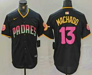 Men%27s San Diego Padres #13 Manny Machado Black 20th Anniversary Cool Base Stitched Jersey